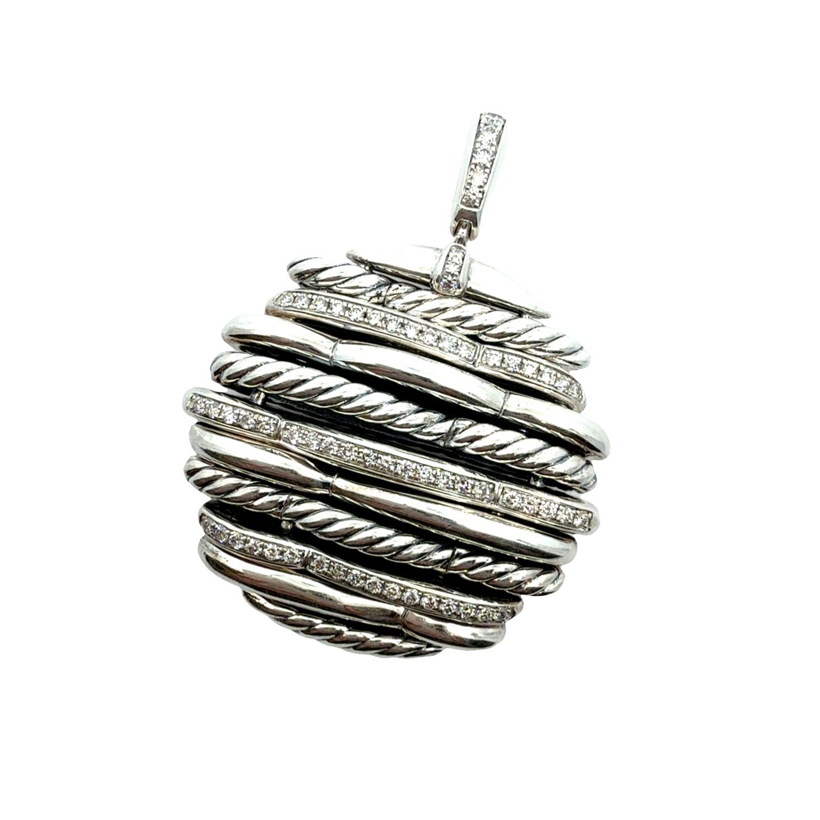 David Yurman Sterling Silver and 0.86cttw Diamond Tides Collection Pendant1
