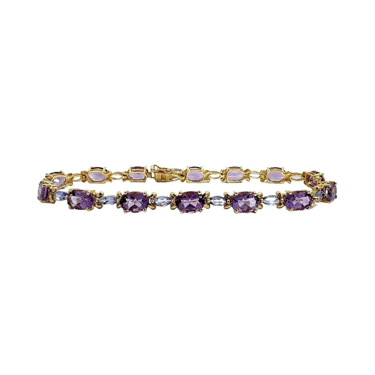 10k Yellow Gold 8.21cttw Amethyst and 1.26cttw Iolite Chain Bracelet0