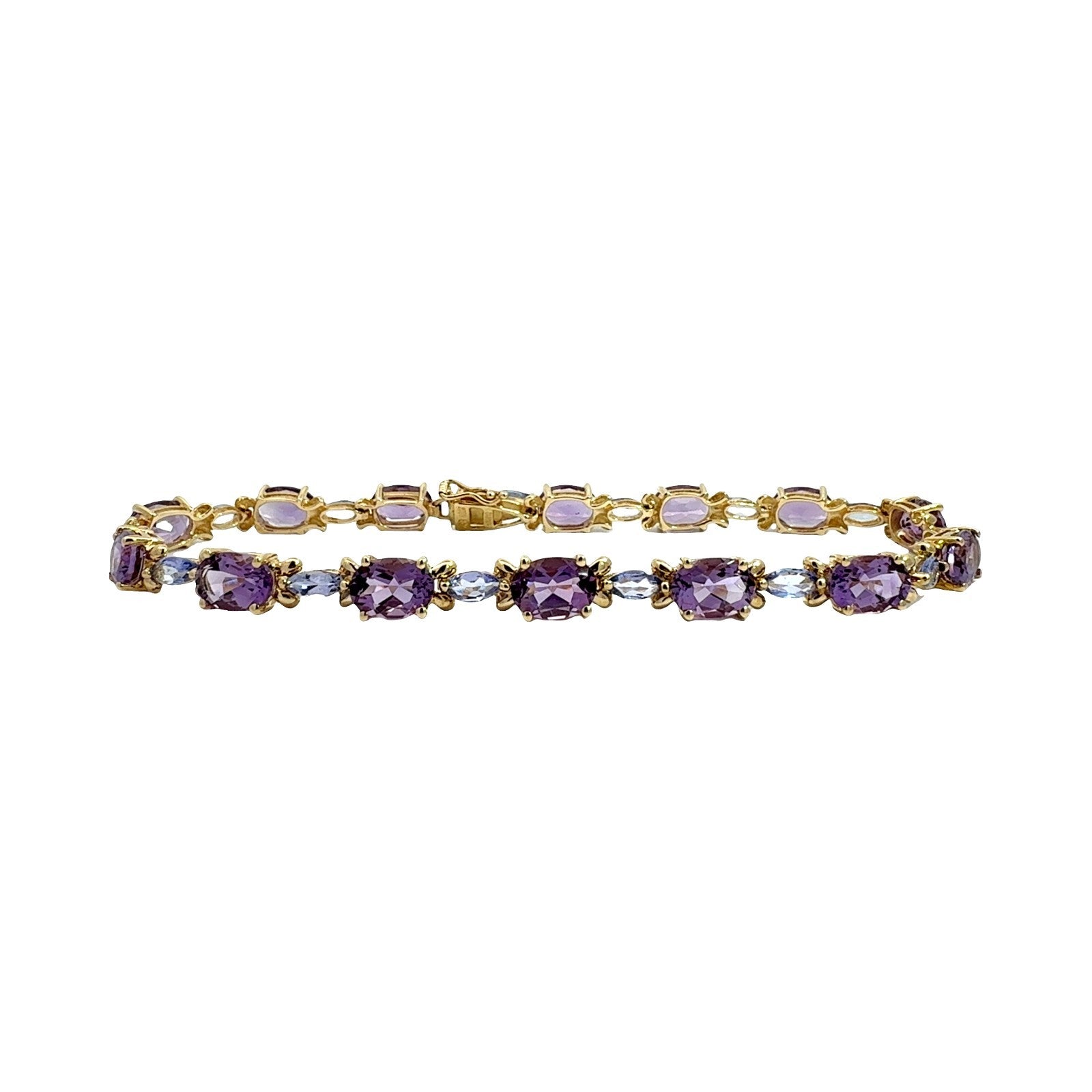 10k Yellow Gold 8.21cttw Amethyst and 1.26cttw Iolite Chain Bracelet0