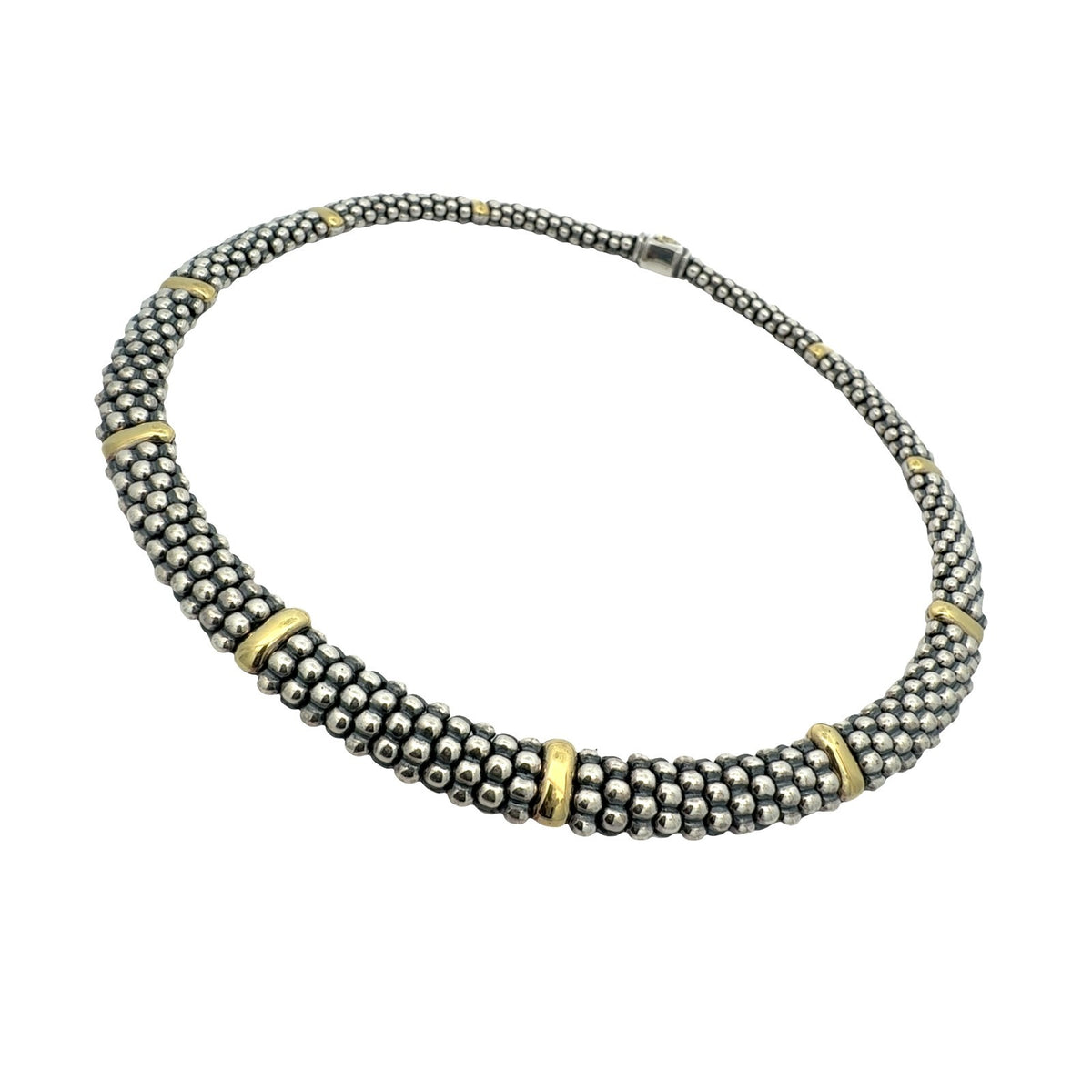 LAGOS Caviar Sterling Silver and 18k Yellow Gold Necklace3