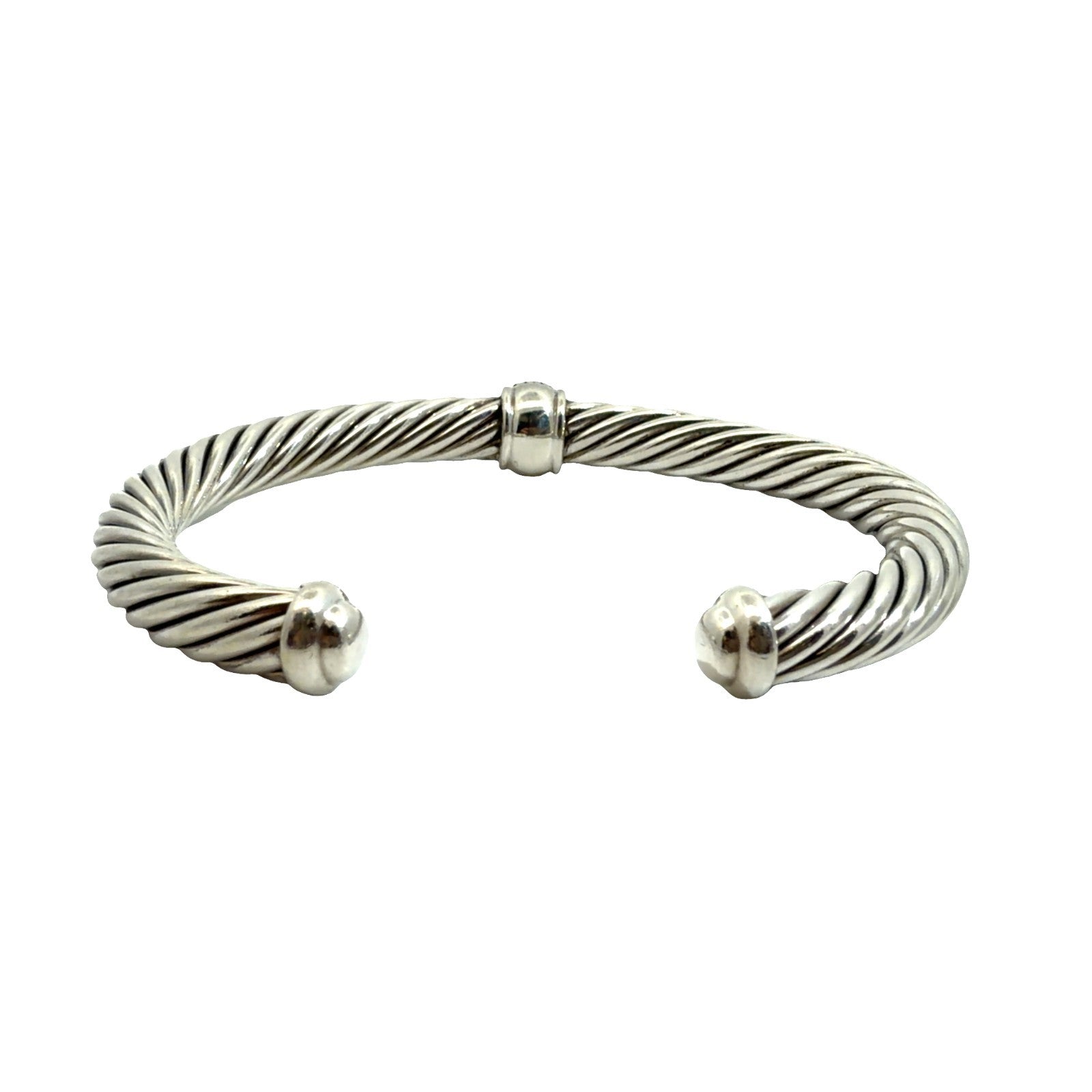 David Yurman Sterling Silver Onyx Classic Cable Cuff Medium 7mm1