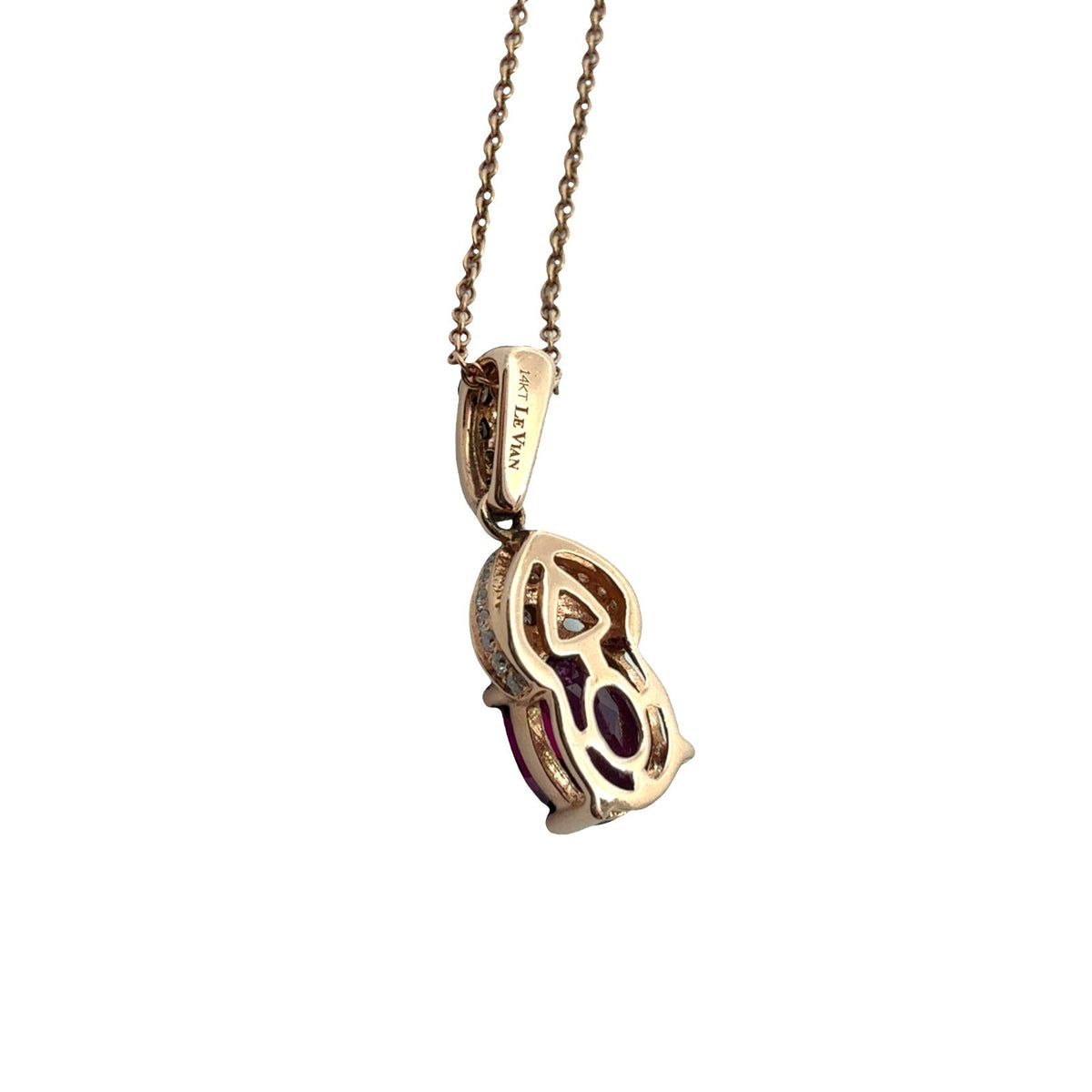 LeVian 14k Rose Gold Necklace with 0.21ctw Diamond & 1.42ctw Rhodolite Garnet5