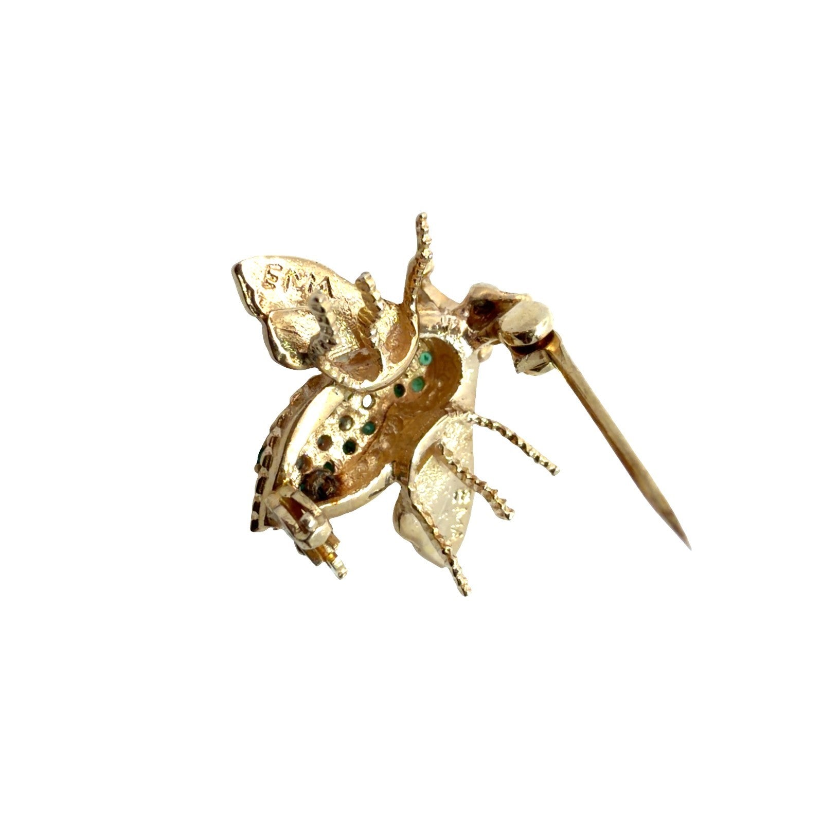 Vintage EMA Yellow Gold 0.14ctw Emerald & 0.09ctw Diamond Bug Brooch7