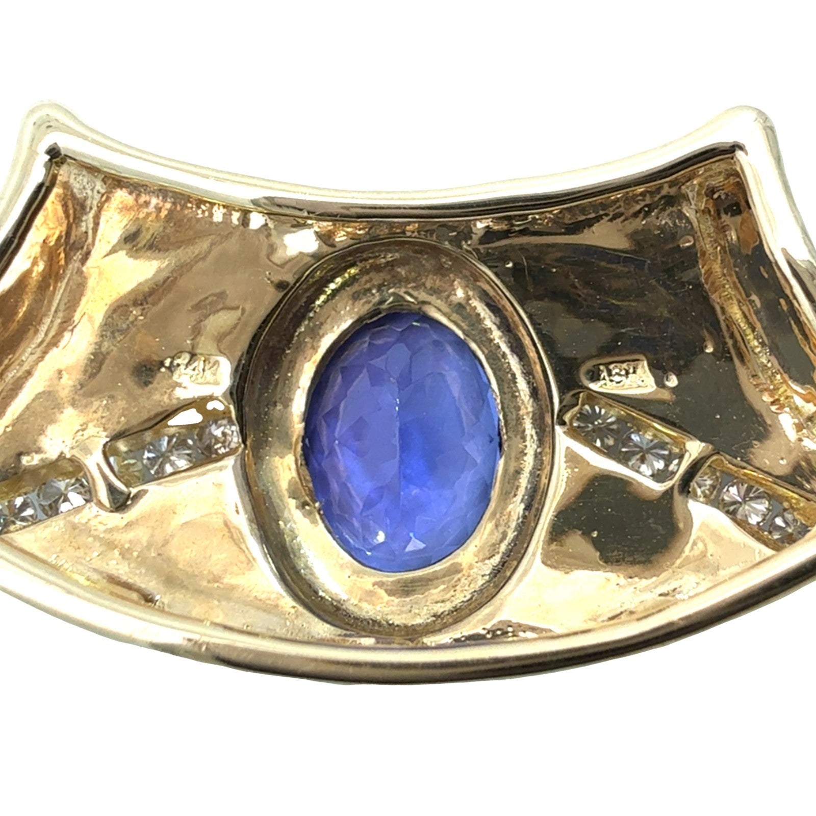 14k Yellow Gold 1.22tcw Tanzanite 0.13cttw Diamond & Opal Inlay Slider Pendant6