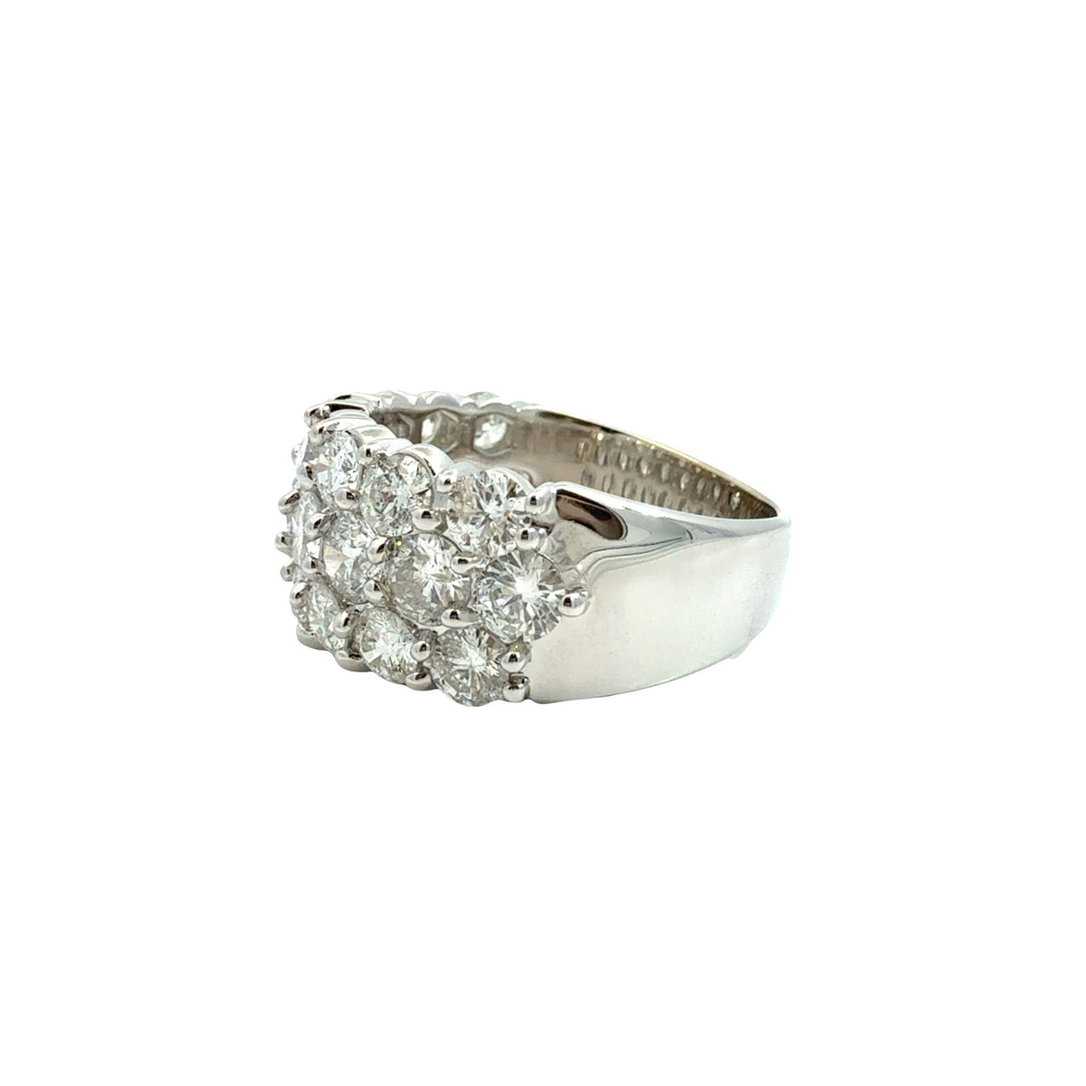14k White Gold Three-Row 3.84cttw Diamond Band Ring Size 8.253