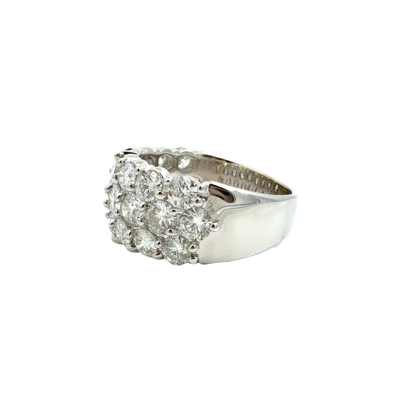 14k White Gold Three-Row 3.84cttw Diamond Band Ring Size 8.253