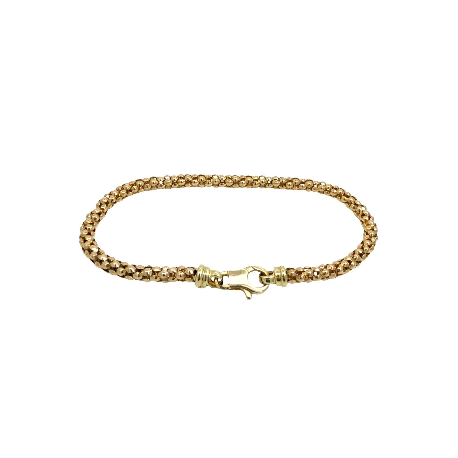 14k Yellow Gold Italian Bubble Link Chain Bracelet 7.25"2