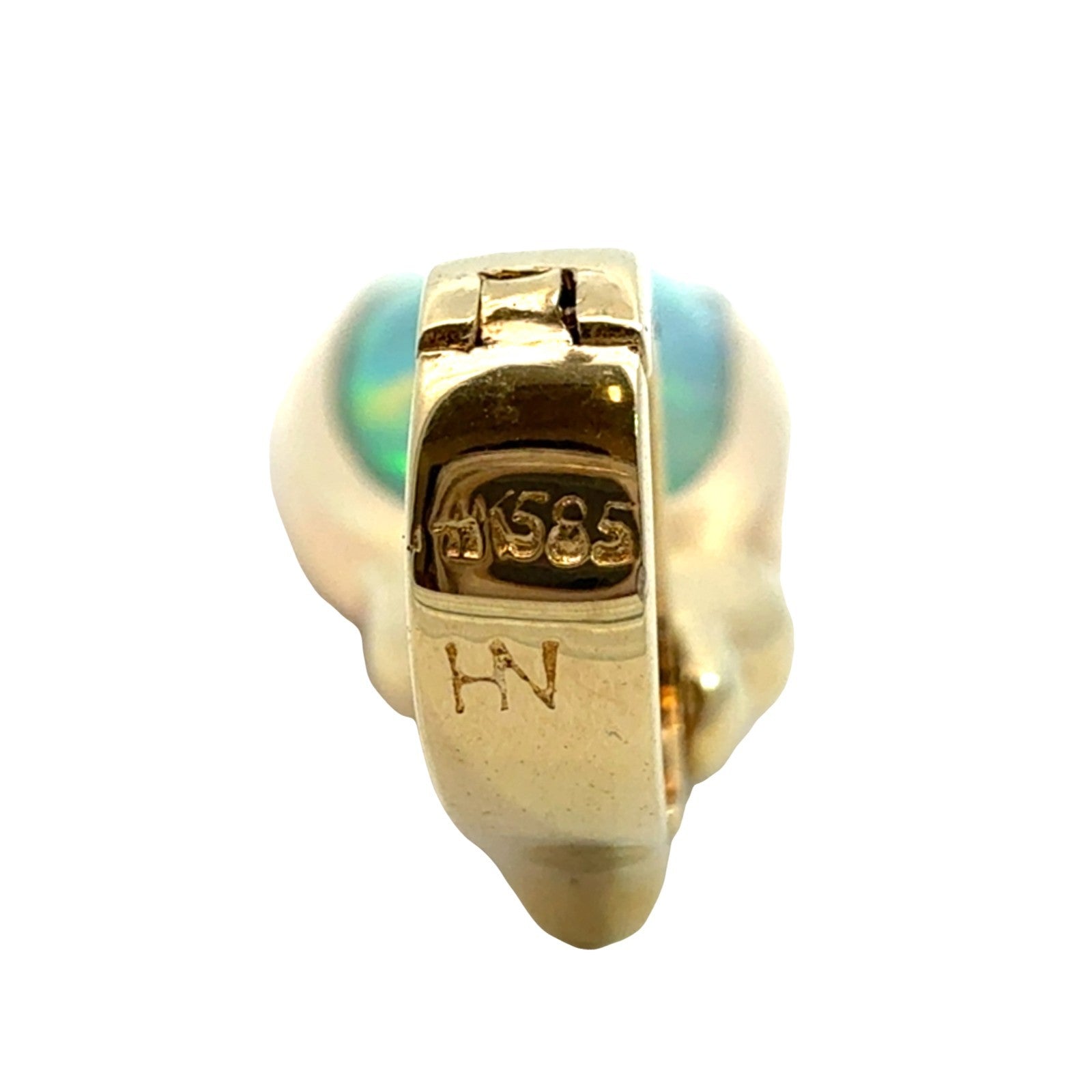 14k Yellow Gold Blue Opal and 0.08cttw Diamond Enhancer Pendant4