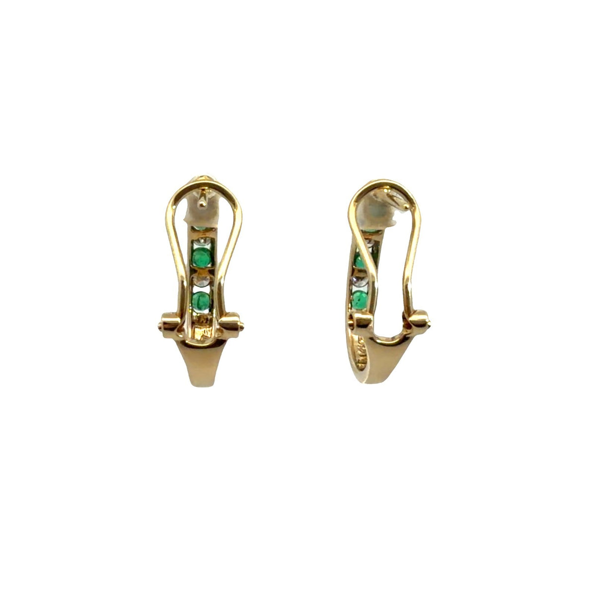 14k Yellow Gold Hoop Earrings with (0.18ctw) Diamond and (0.18ctw) Emerald4