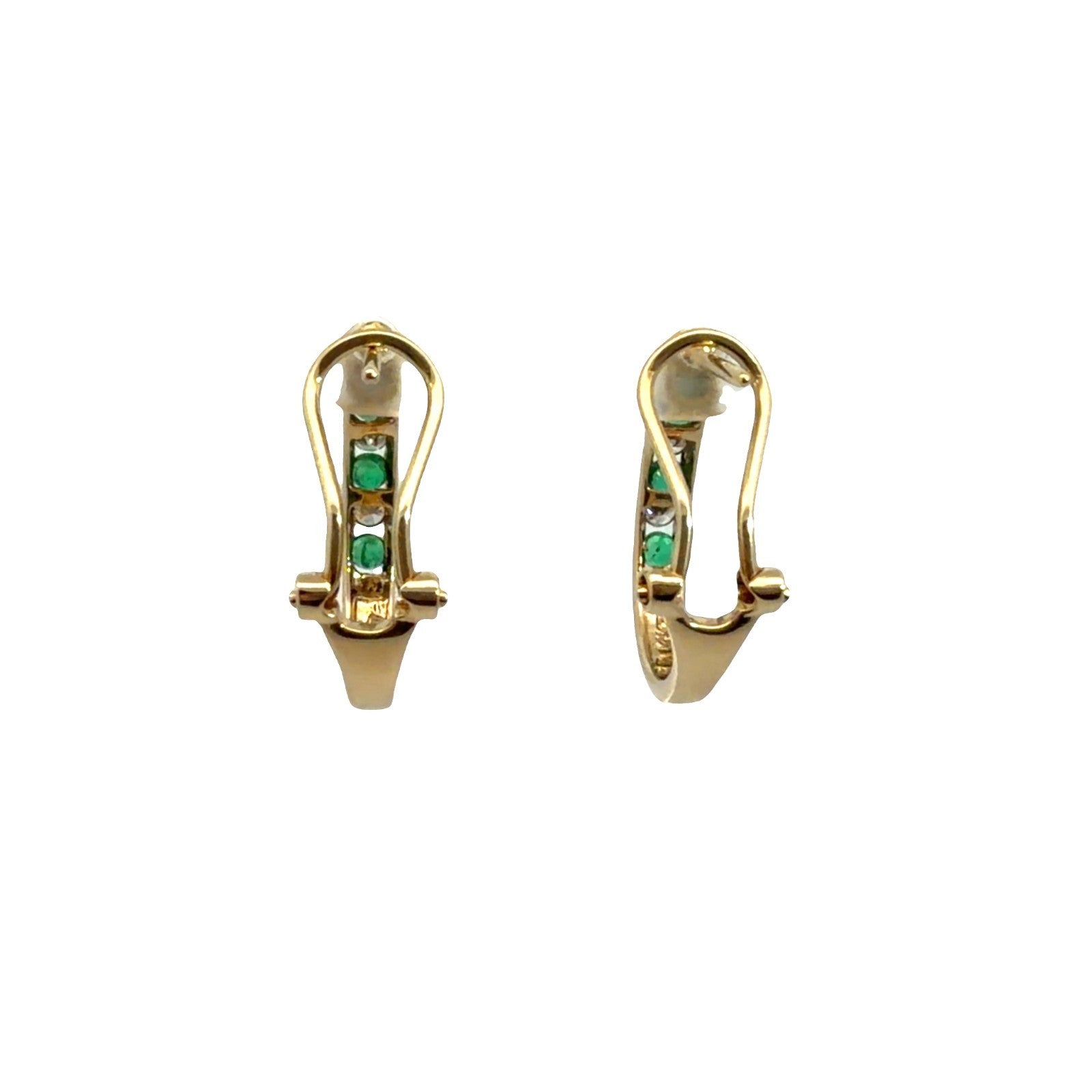 14k Yellow Gold Hoop Earrings with (0.18ctw) Diamond and (0.18ctw) Emerald4