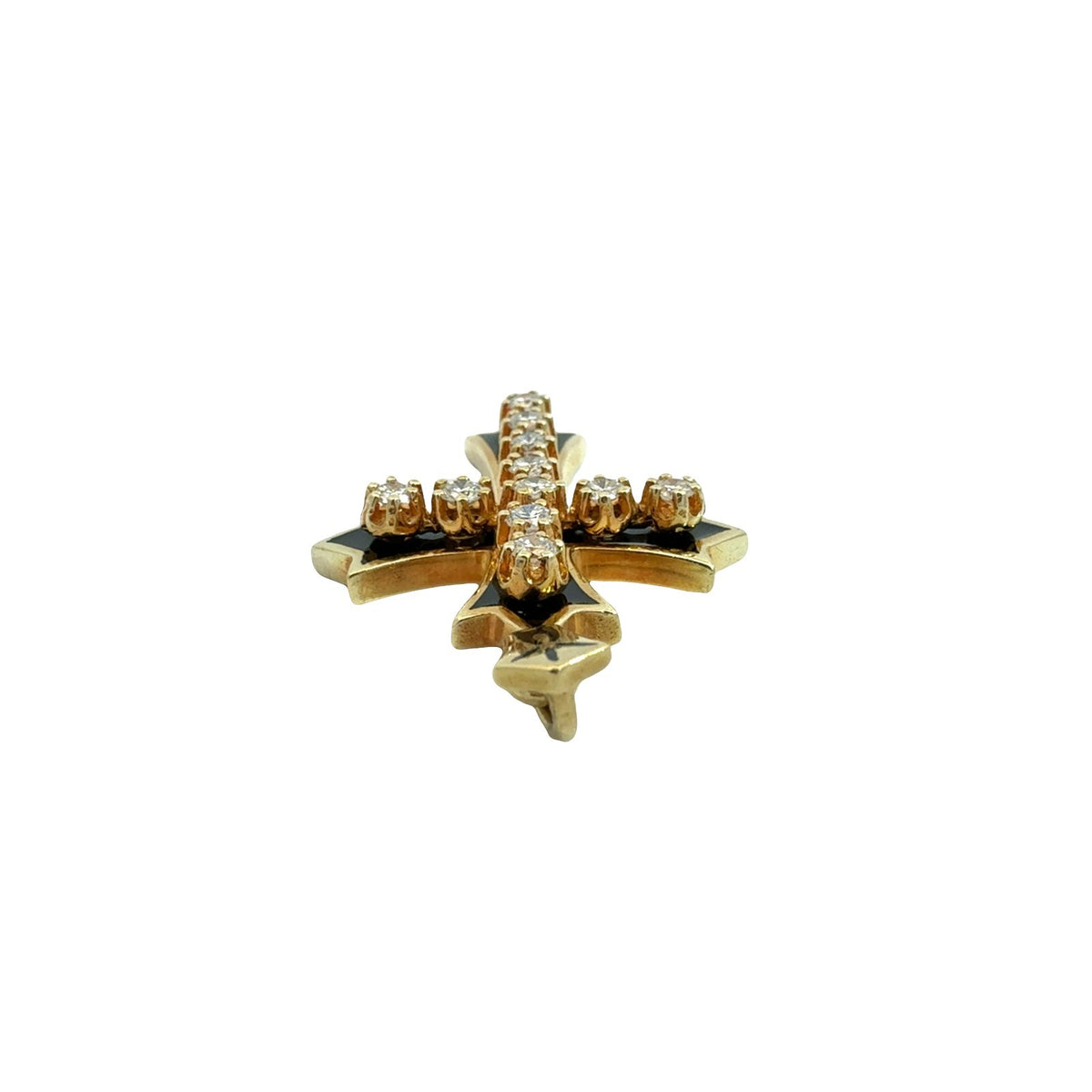 Vintage Victorian-Style 14k Yellow Gold 0.41cttw Diamond Cross Pendant3