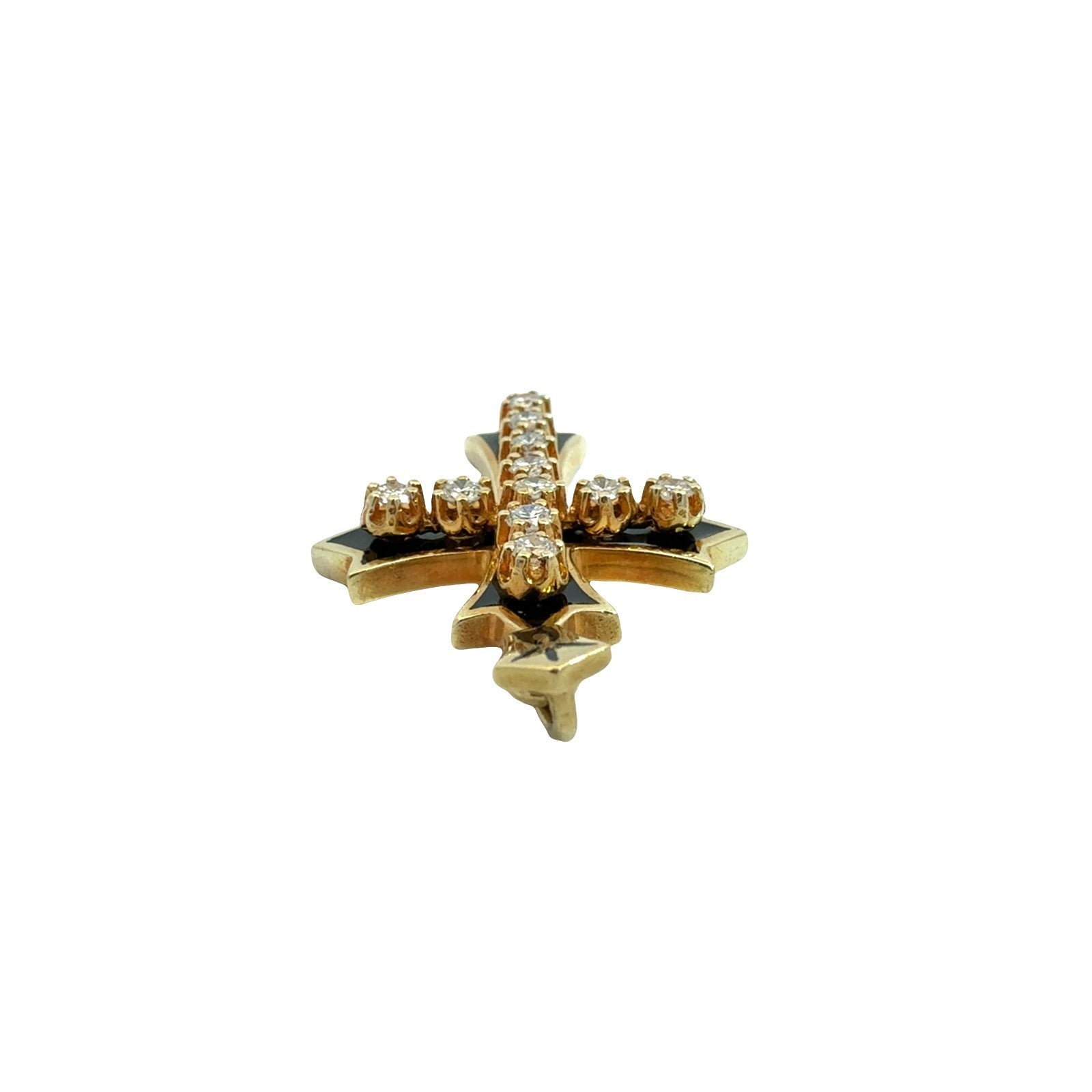 Vintage Victorian-Style 14k Yellow Gold 0.41cttw Diamond Cross Pendant3