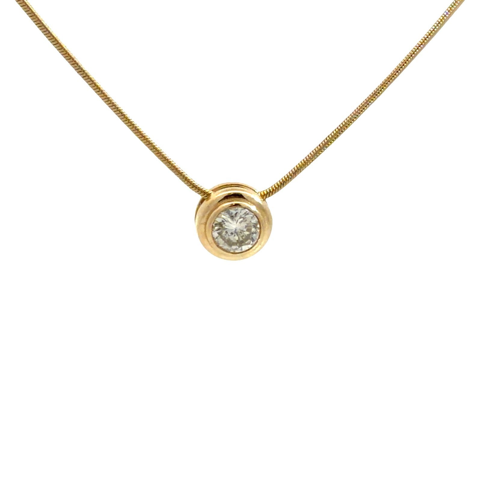 14k Yellow Gold Round Bezel Set 0.65ctw Diamond Pendant Necklace1