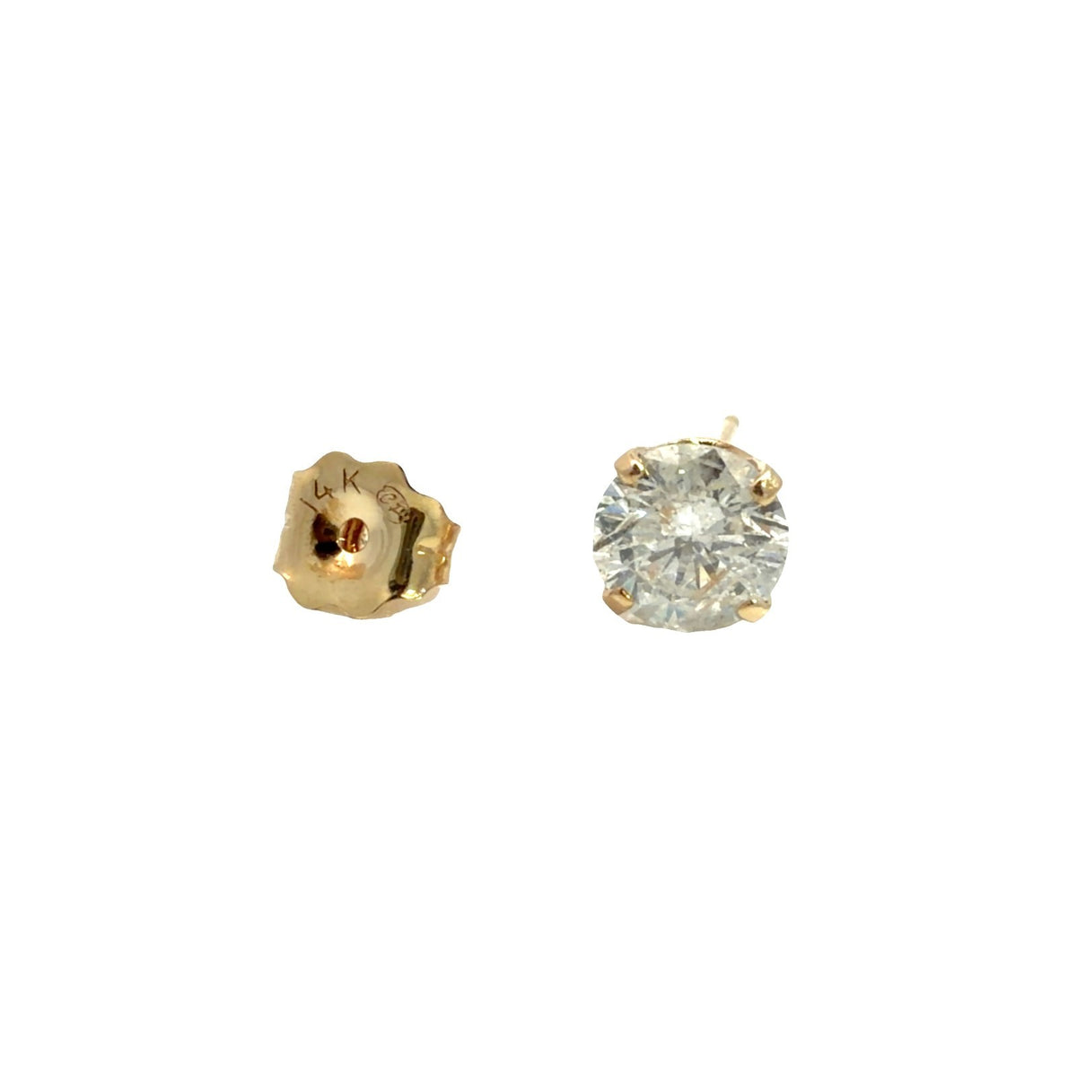 14k Yellow Gold Round 0.90cttw Diamond Stud Earrings3