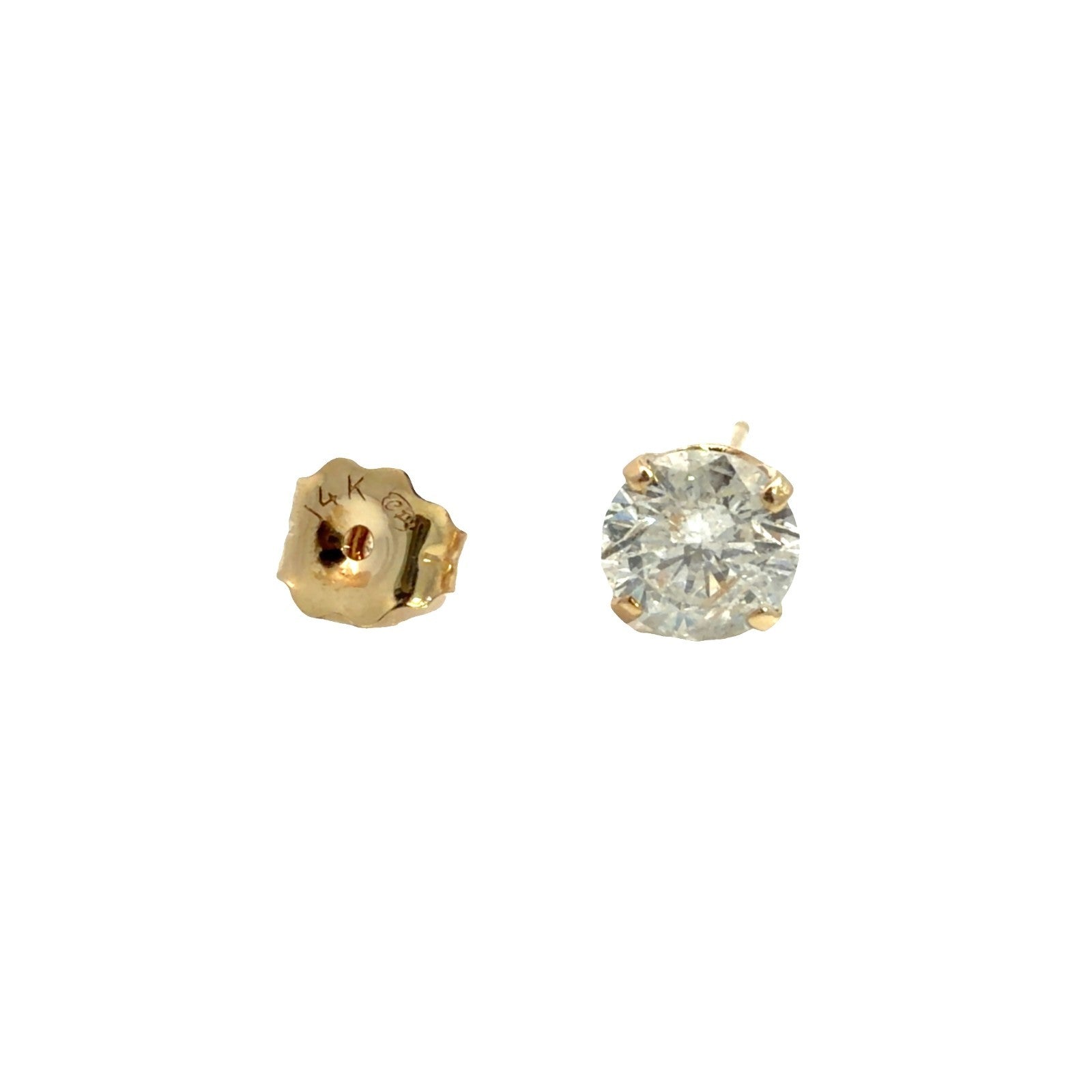 14k Yellow Gold Round 0.90cttw Diamond Stud Earrings3
