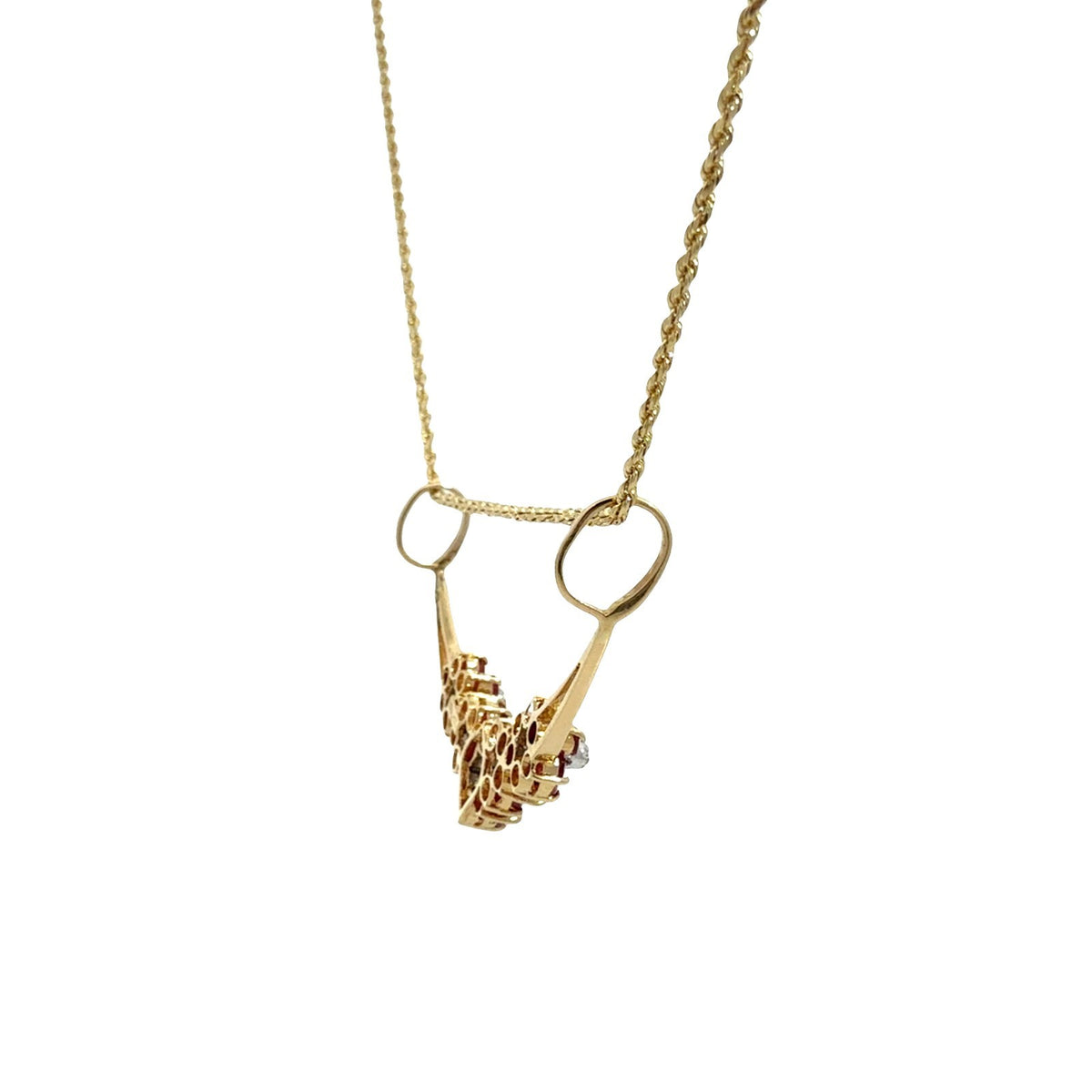 Vintage 14k Yellow Gold 1.74cttw Ruby 0.04cttw Diamond Floral Pendant Necklace5