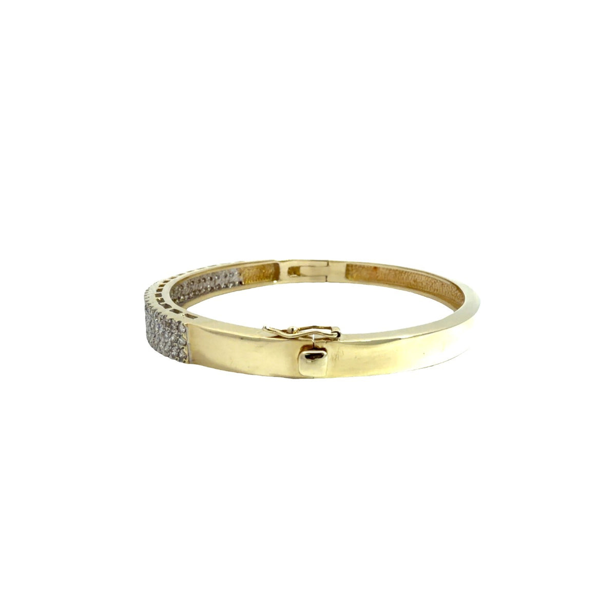 14k Yellow Gold Multi-Row 2.39cttw Diamond Pavé Hinged Bangle Bracelet 6.75"3