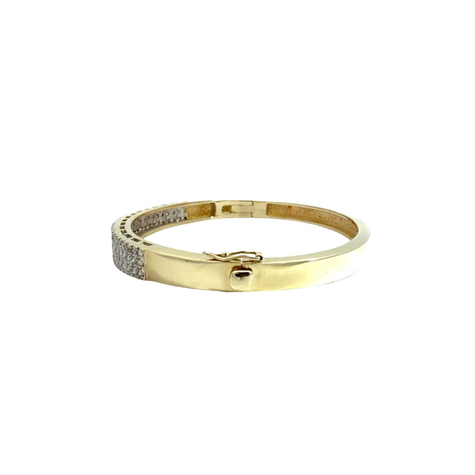 14k Yellow Gold Multi-Row 2.39cttw Diamond Pavé Hinged Bangle Bracelet 6.75"3