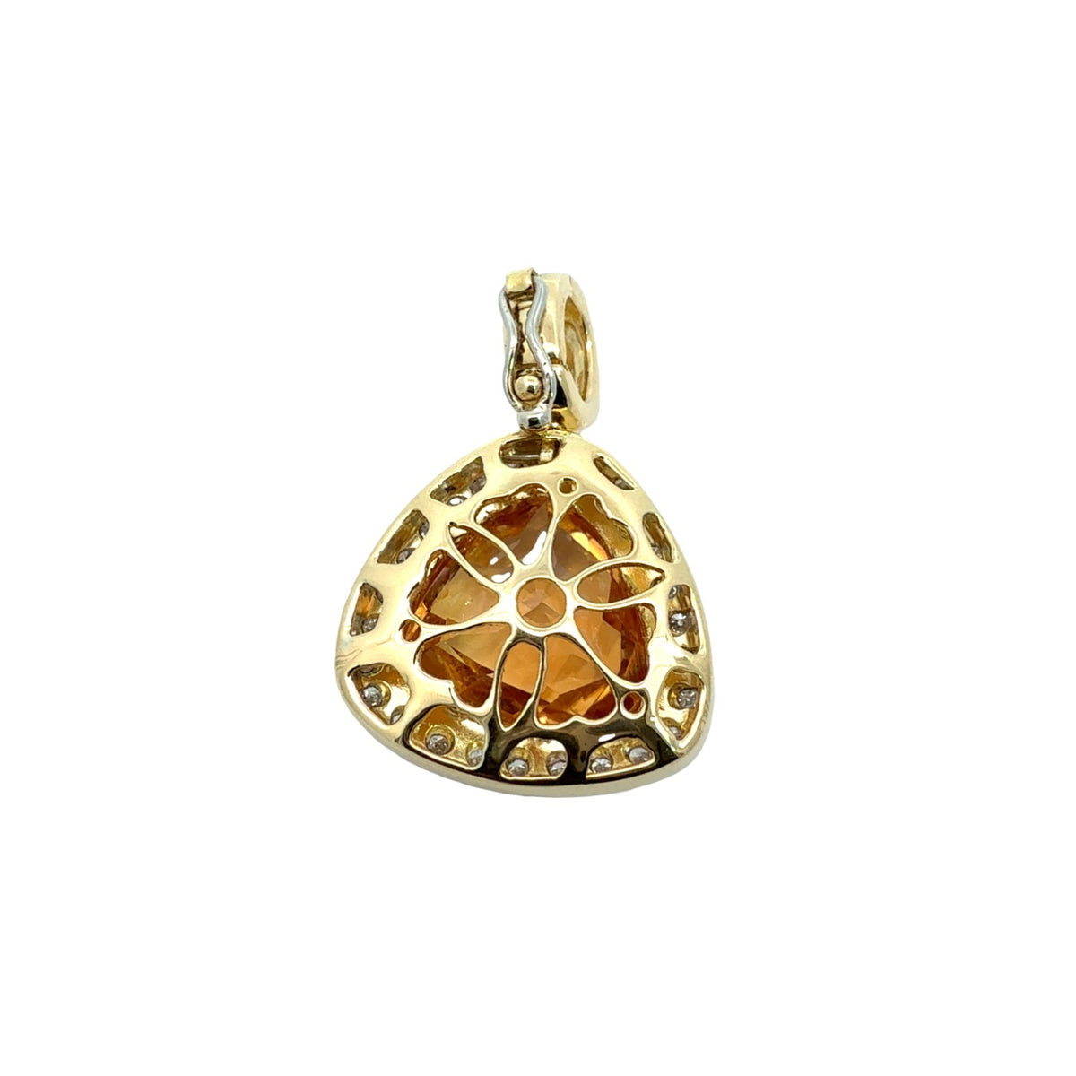 18k Multi-Tone Gold 5.14tcw Citrine with 0.34cttw Diamond Halo Pendant6
