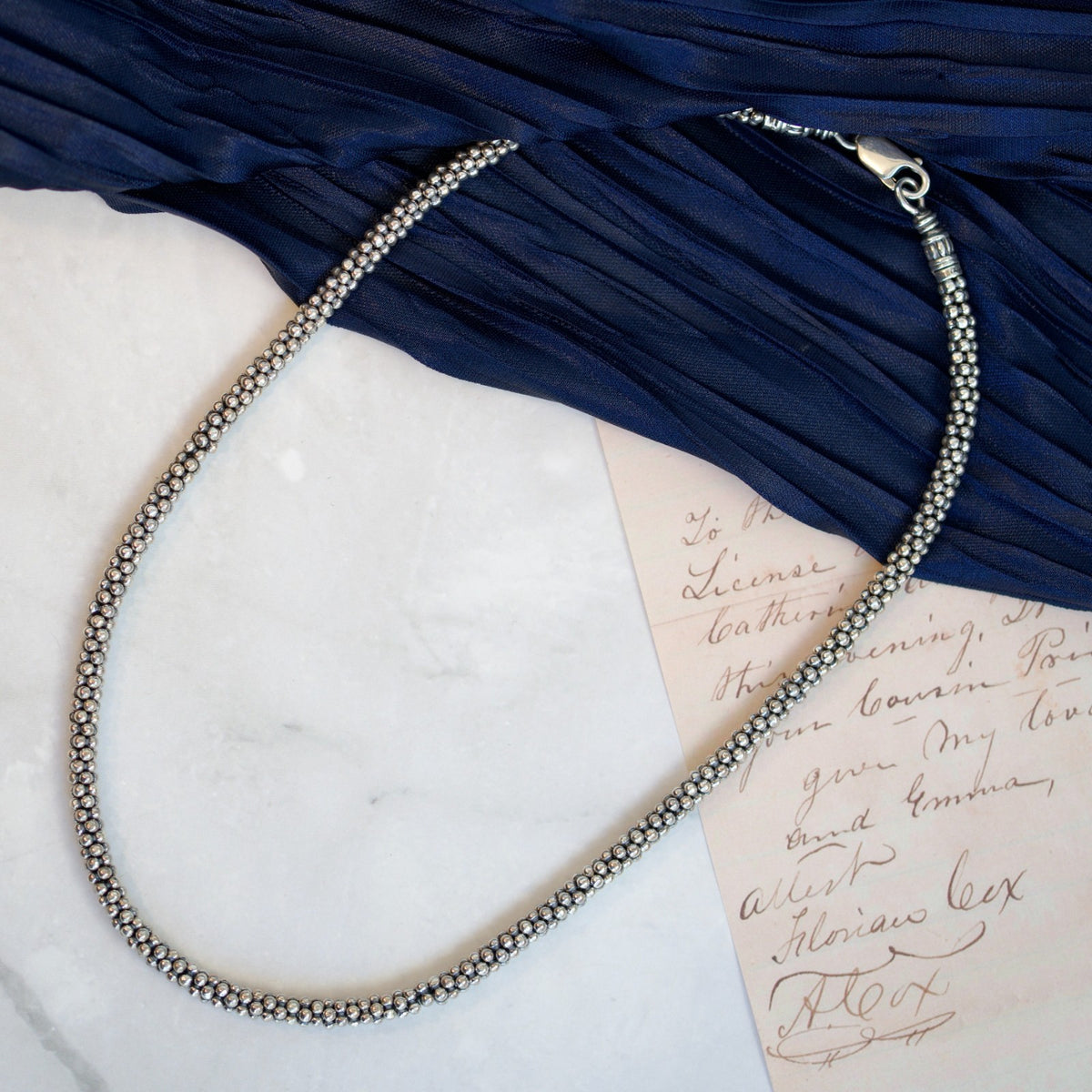 Lagos Sterling Silver Caviar Necklace0