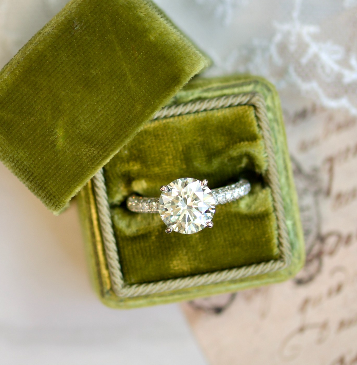14k White Gold 6.61cttw Round Diamond and Pave Band Engagement Ring0