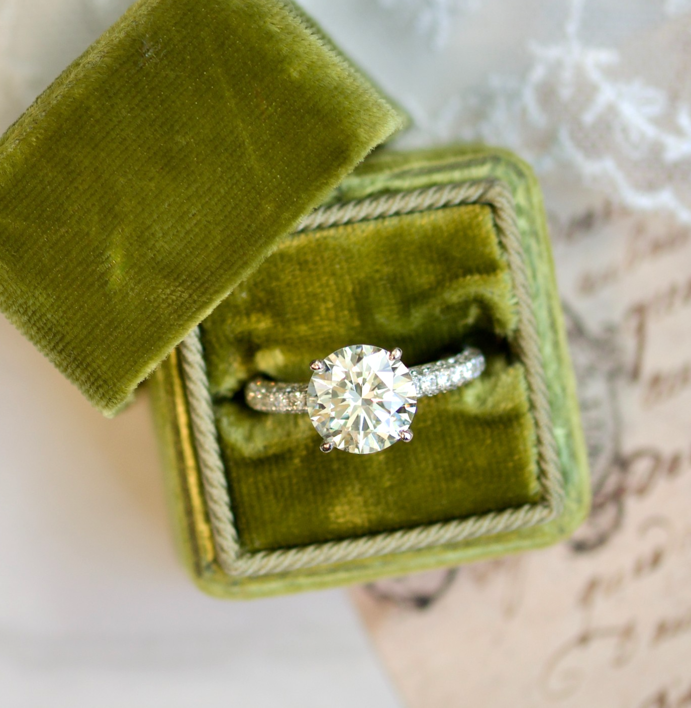 14k White Gold 6.61cttw Round Diamond and Pave Band Engagement Ring0