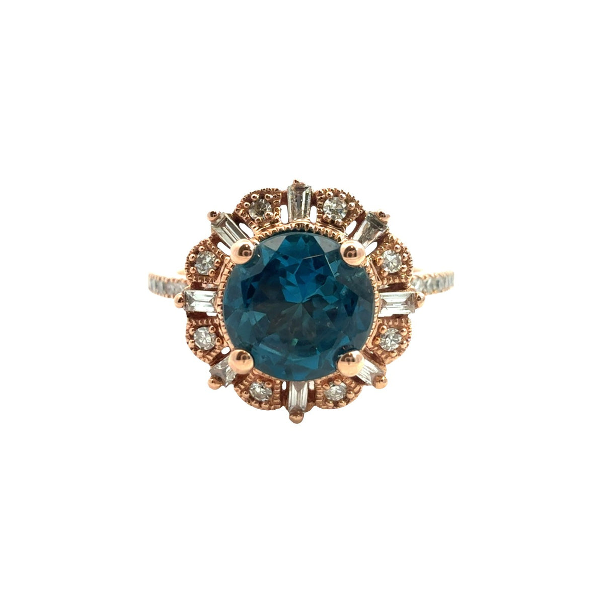 IKS 14k Rose Gold 1.35tcw Topaz &amp; 0.28cttw Diamond Cocktail Ring Size 70