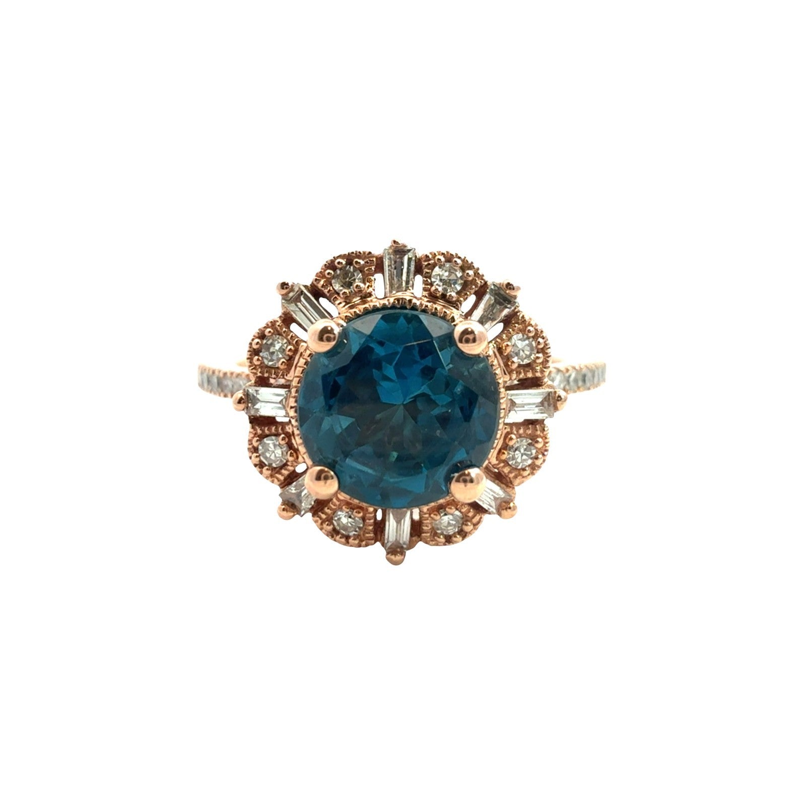 IKS 14k Rose Gold 1.35tcw Topaz & 0.28cttw Diamond Cocktail Ring Size 70