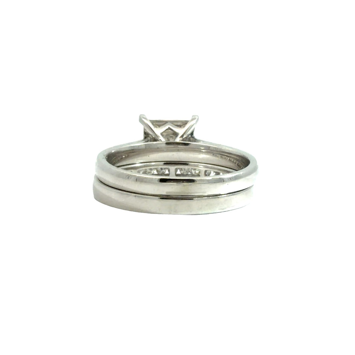 14k White Gold 1.46cttw Diamond Band & Cluster Engagement Ring Bridal Set Size 73