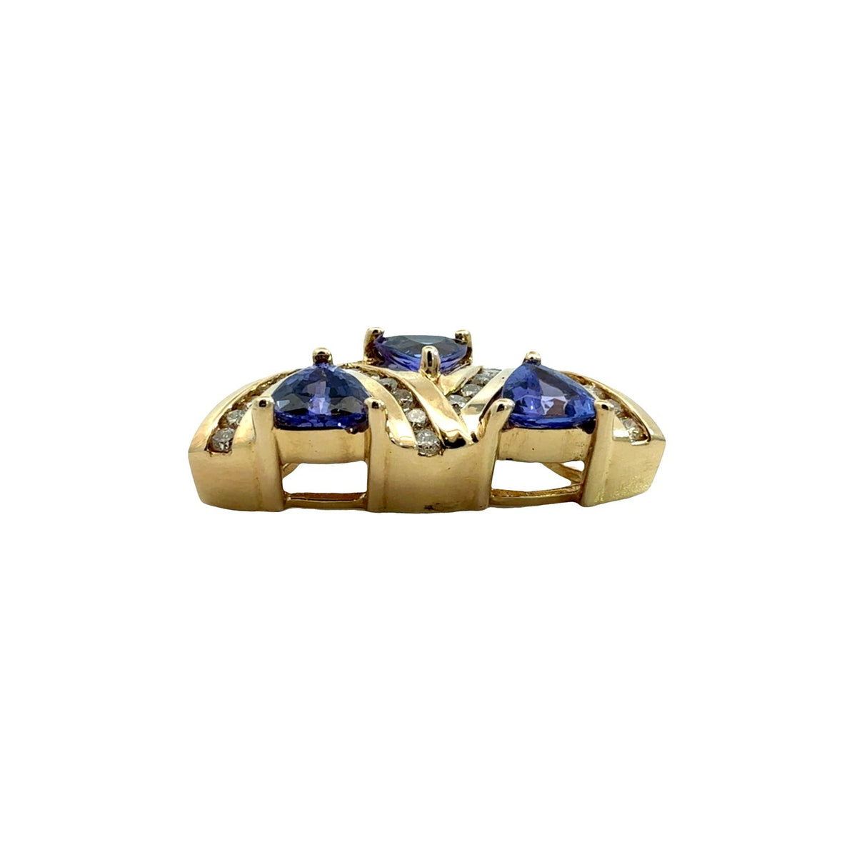 14k Yellow Gold 1.35cttw Tanzanite and 0.32cttw Diamond Geometric Slider Pendant5