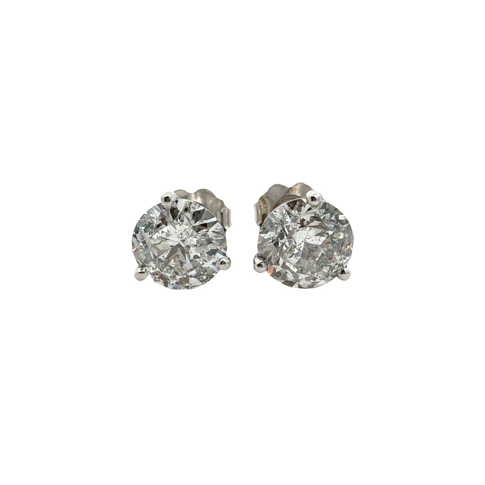 14k White Gold Round Brilliant 2.40cttw Diamond Stud Earrings6