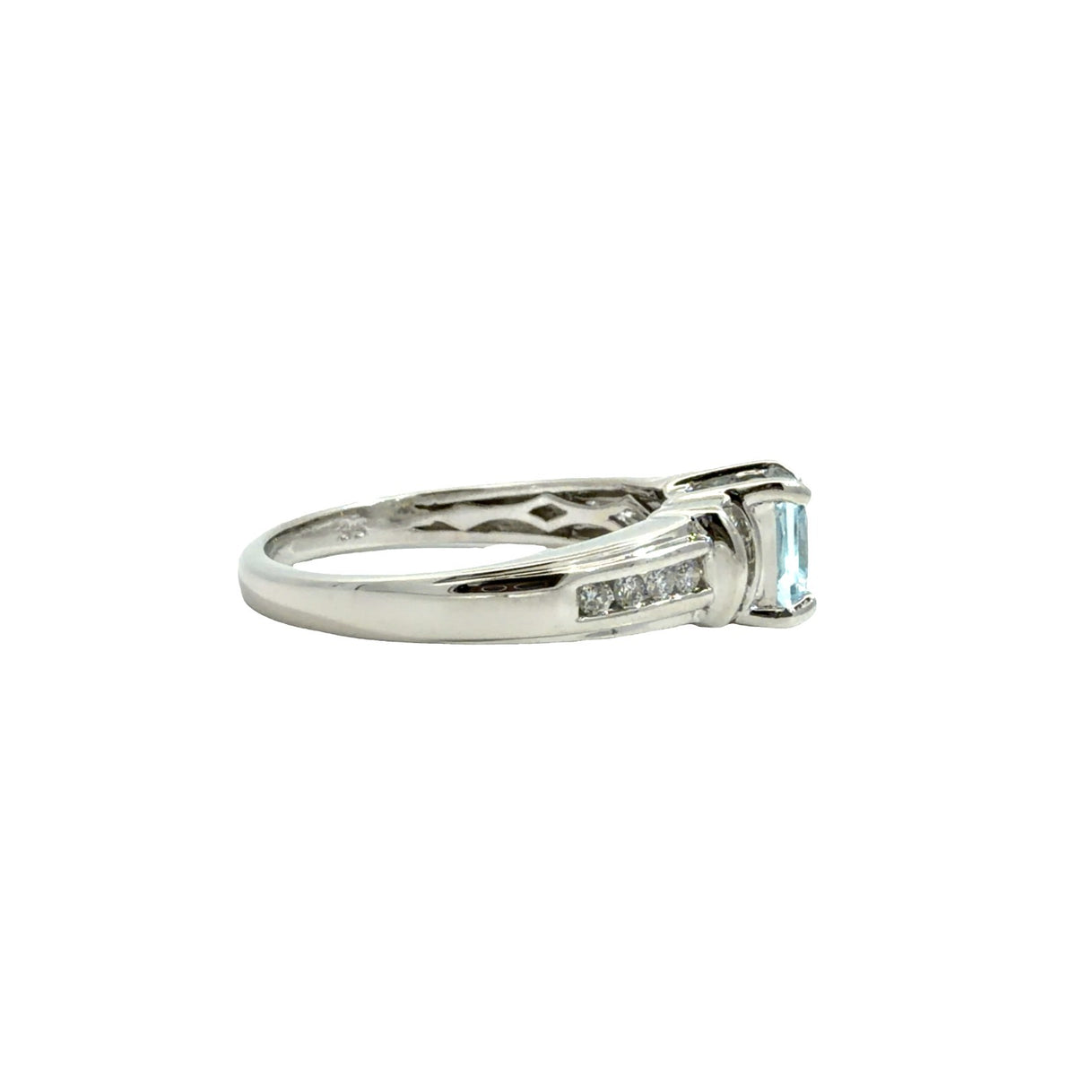 14k White Gold Princess-Cut 0.54tcw Aquamarine & 0.20cttw Diamond Ring Size 6.751