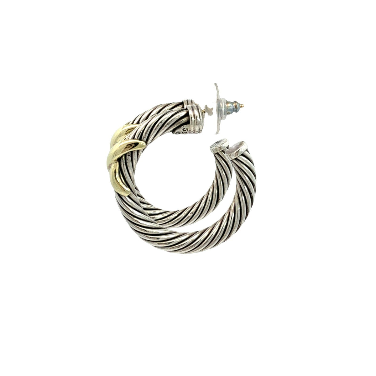 David Yurman Sterling Silver Two-Tone Twisted Cable X Hoop Earrings2