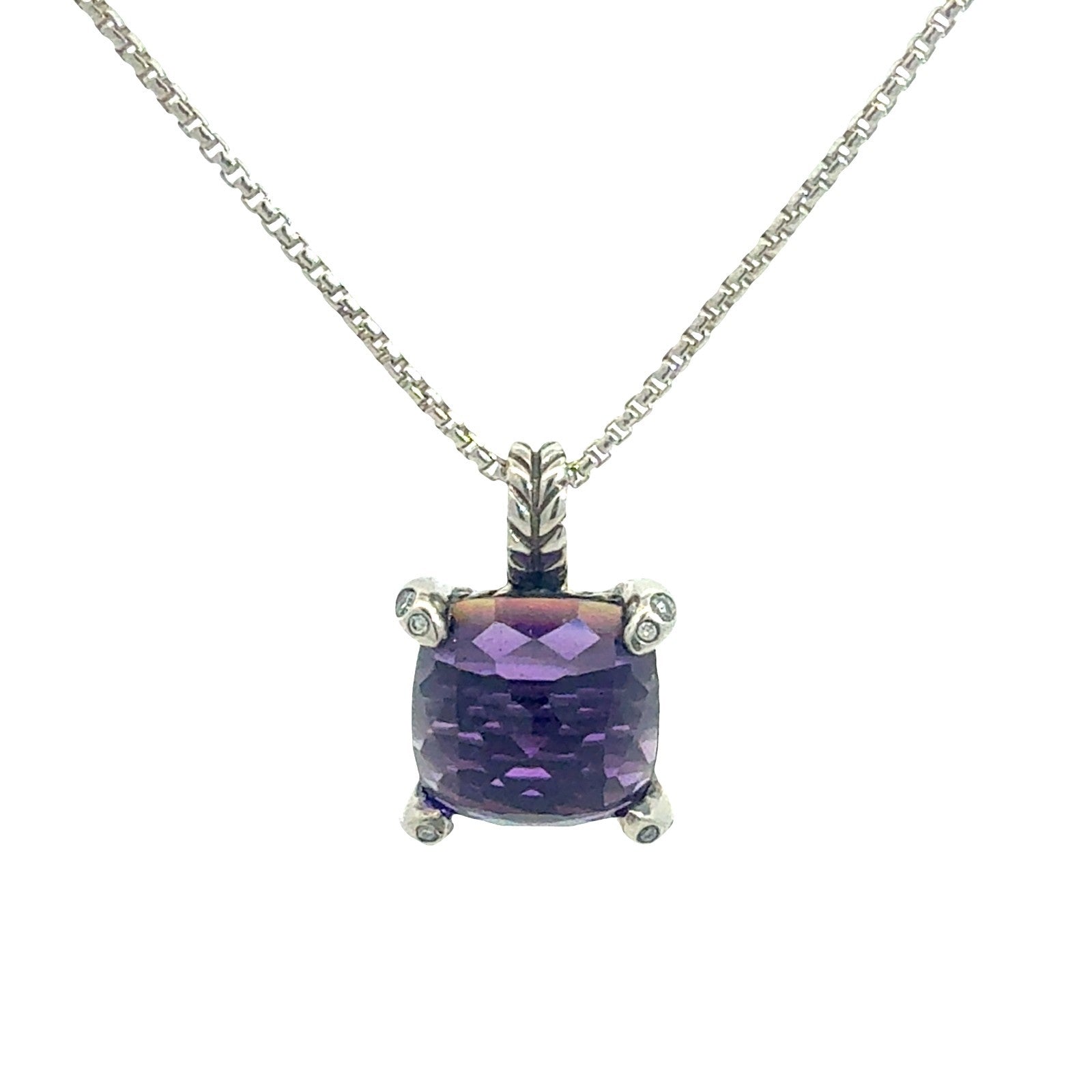 David Yurman Sterling Silver 2.00tcw Amethyst and 0.06cttw Diamond Necklace9