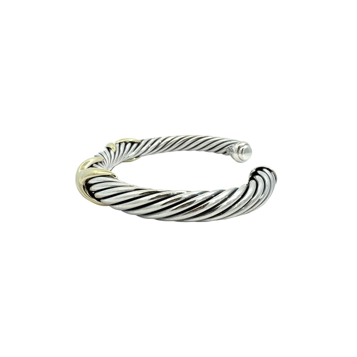 David Yurman Sterling Silver and 14k Yellow Gold Twisted Cable Bangle Bracelet4