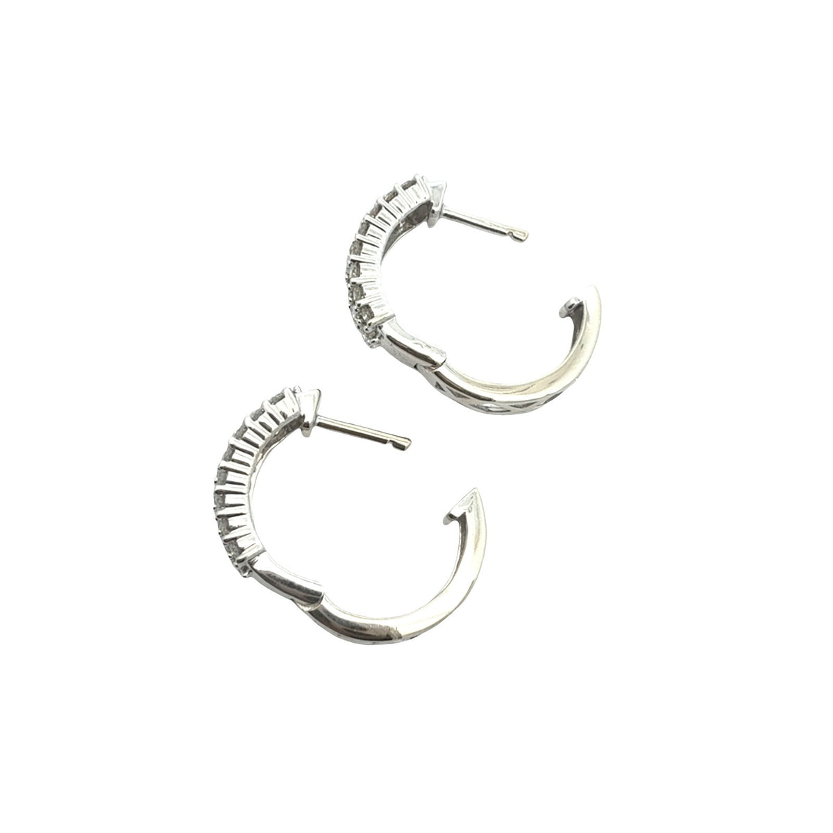 14k White Gold 1.00cttw Diamond Three-Row Pave Hoop Earrings5