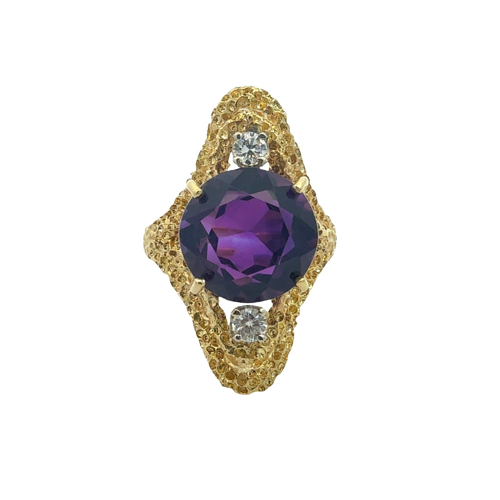 18k Yellow Gold 4.96ctw Amethyst and 0.20ctw Diamond Cocktail Ring0