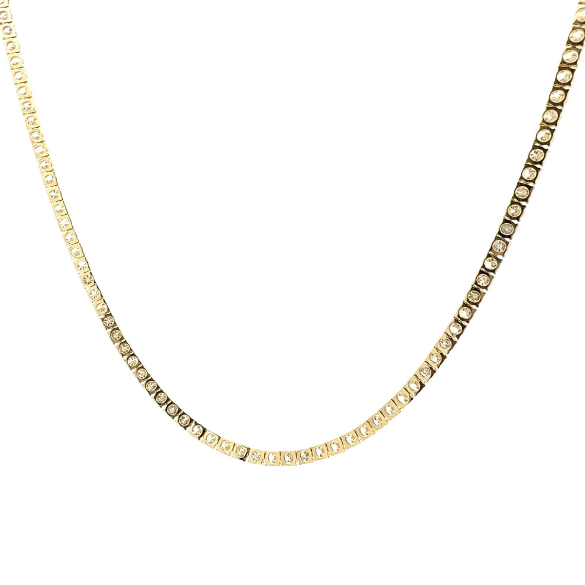 NEW 14k Yellow Gold 21.63cttw Diamond Tennis Necklace 16.5"3
