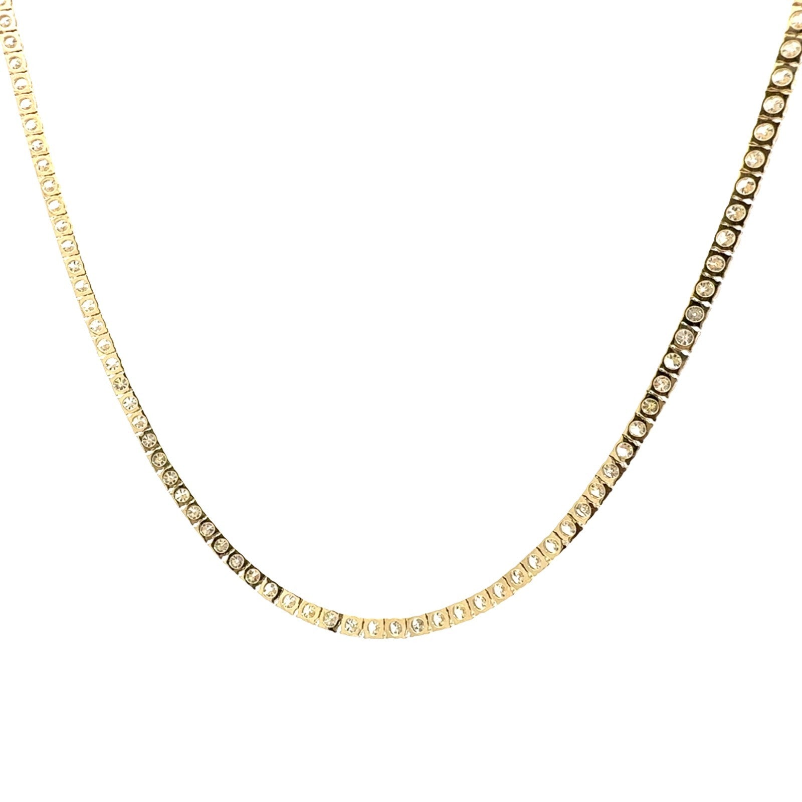 NEW 14k Yellow Gold 21.63cttw Diamond Tennis Necklace 16.5"3