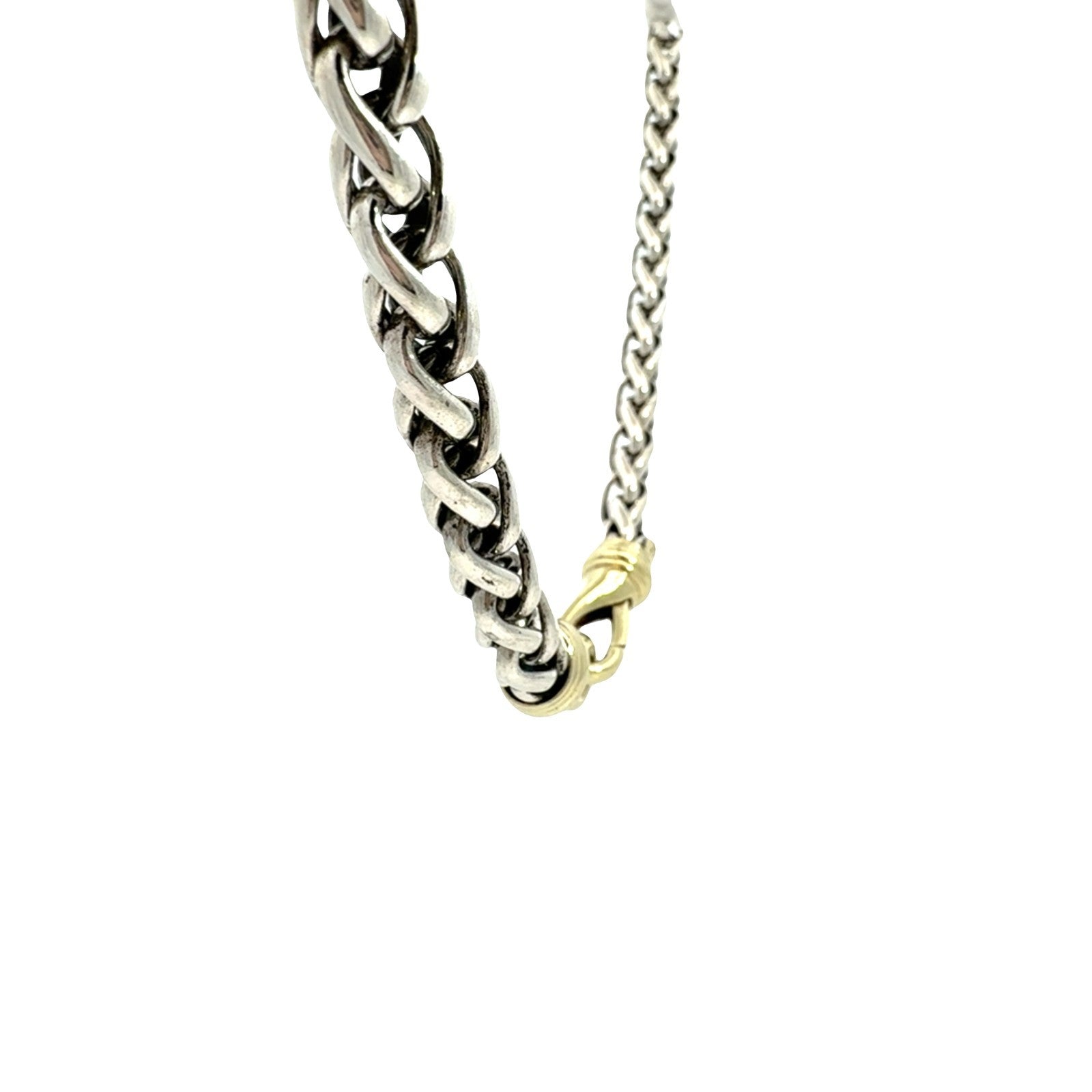 David Yurman Two-Tone Sterling Silver & 14k Gold Woven Wheat Chain Necklace 16"4