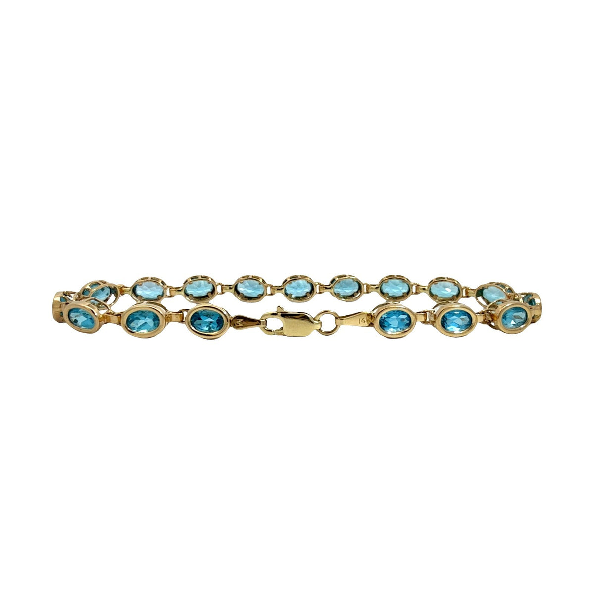 14k Yellow Gold and 7.48cttw Oval Blue Topaz Link Bracelet3