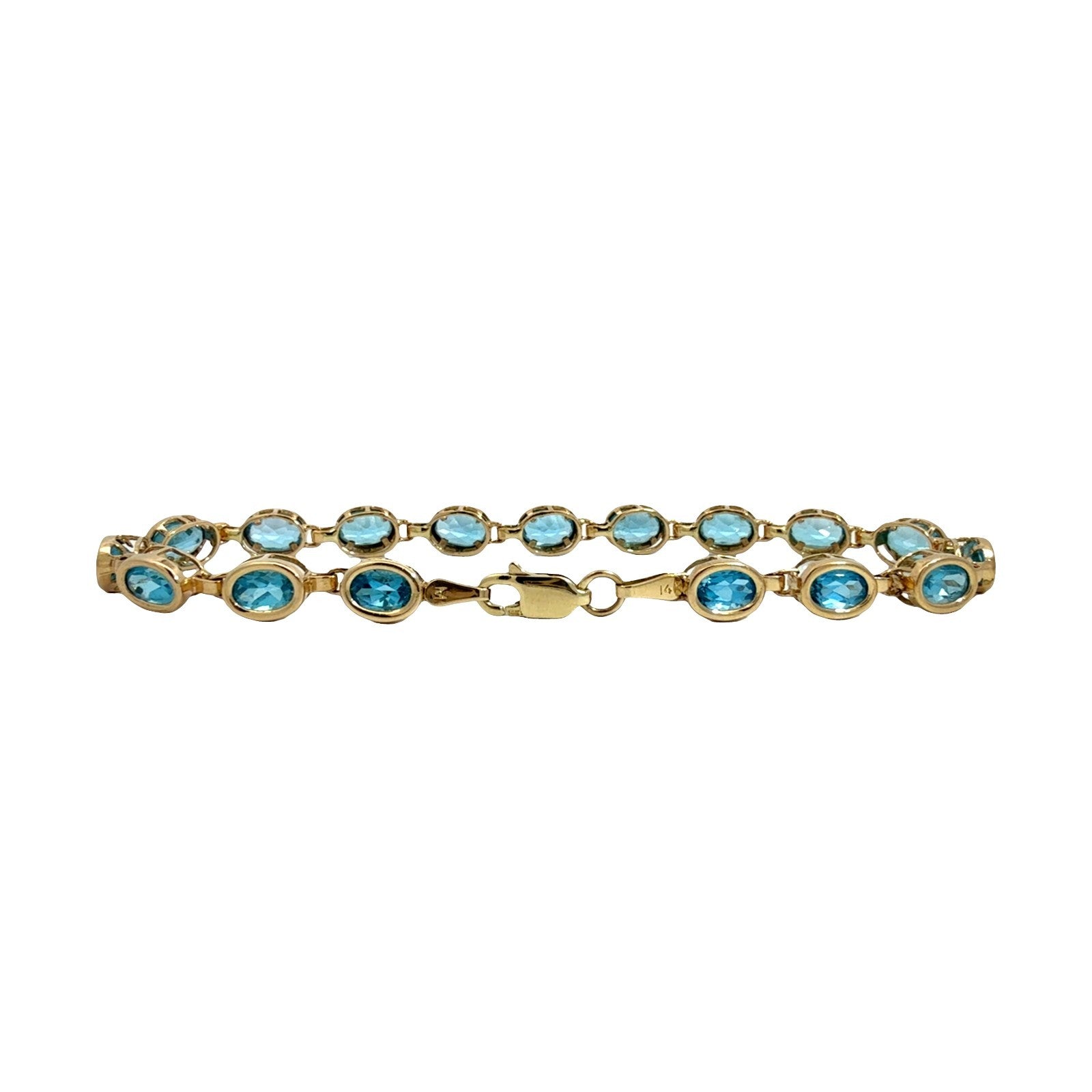 14k Yellow Gold and 7.48cttw Oval Blue Topaz Link Bracelet3