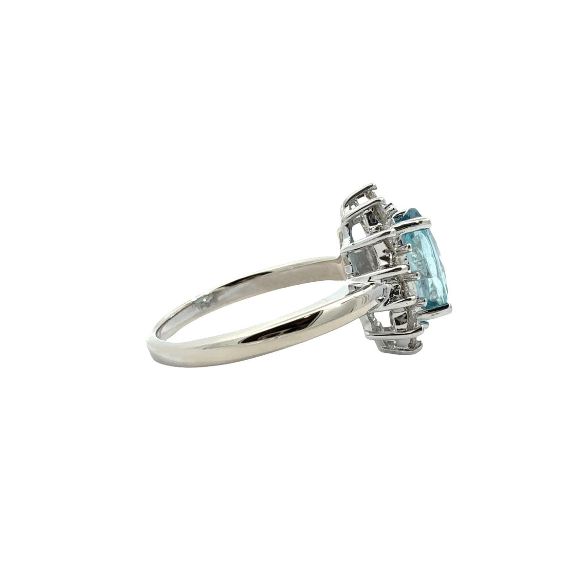 18k White Gold Oval 2.78tcw Topaz and 0.77cttw Diamond Halo Cocktail Ring2