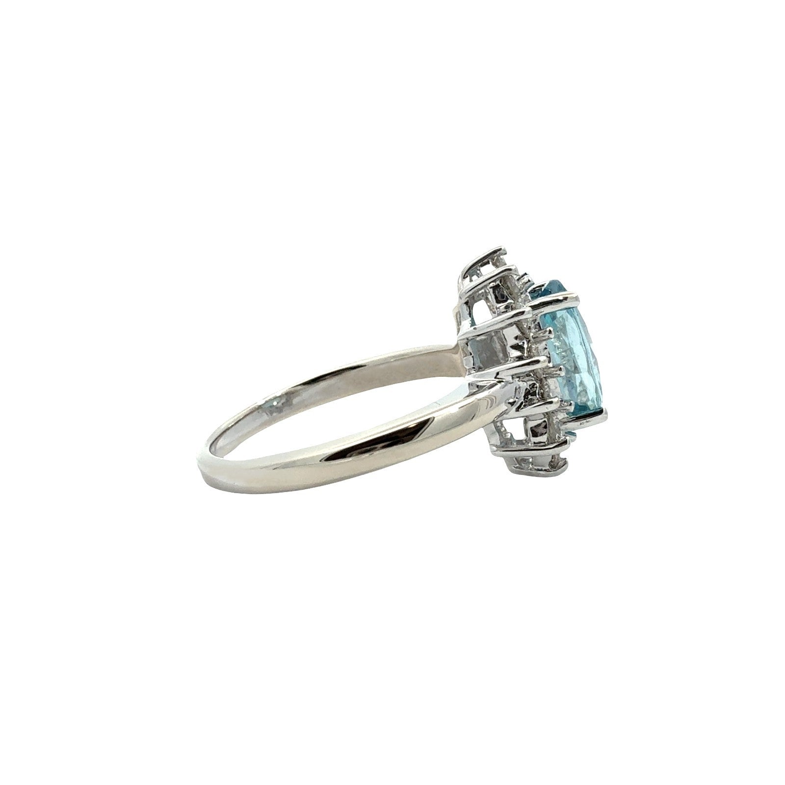 18k White Gold Oval 2.78tcw Topaz and 0.77cttw Diamond Halo Cocktail Ring2