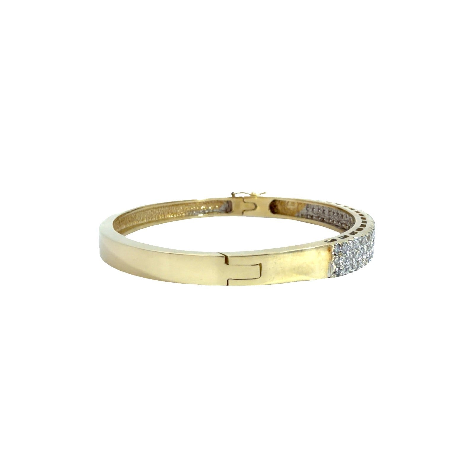 14k Yellow Gold Multi-Row 2.39cttw Diamond Pavé Hinged Bangle Bracelet 6.75"0