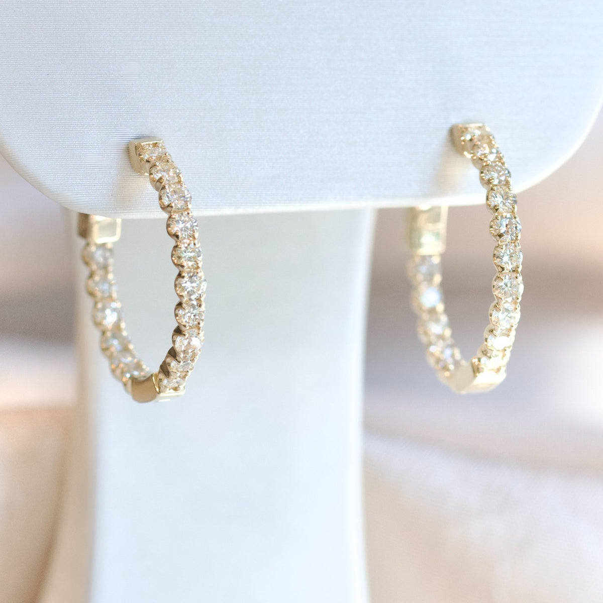 Heera Moti 14k Yellow Gold Inside-Out 1.44cttw Diamond Hoops0