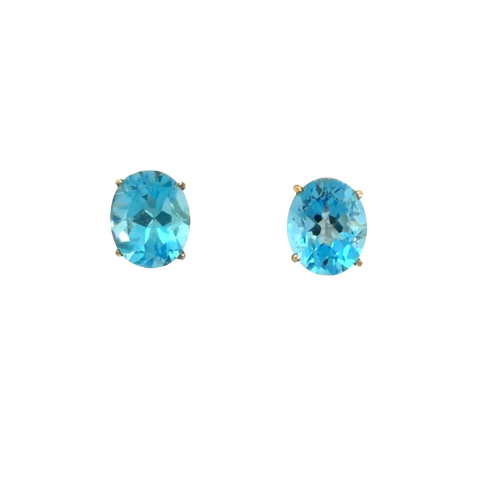 14k Yellow Gold 5.80cttw Oval Blue Topaz Stud Earrings0