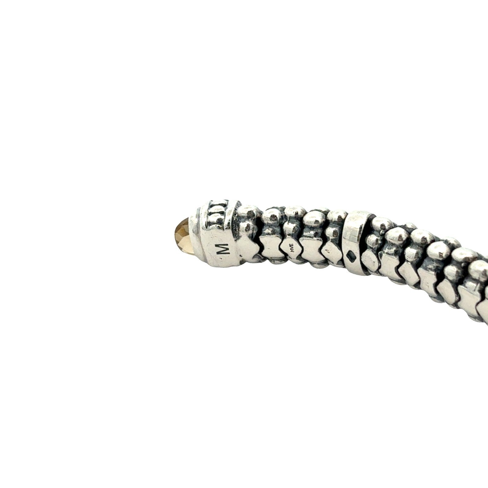 LAGOS Caviar Sterling Silver and Citrine Cuff Bracelet Medium 6.5"8