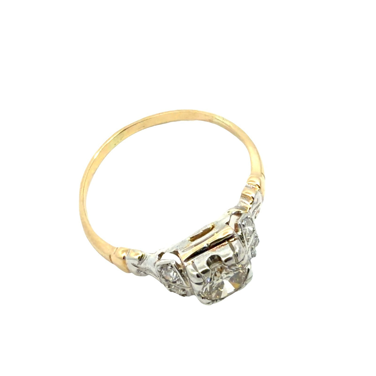 Vintage 14k Gold Stamped Round 0.53ctw OEC Diamond Two Toned Engagement Ring1