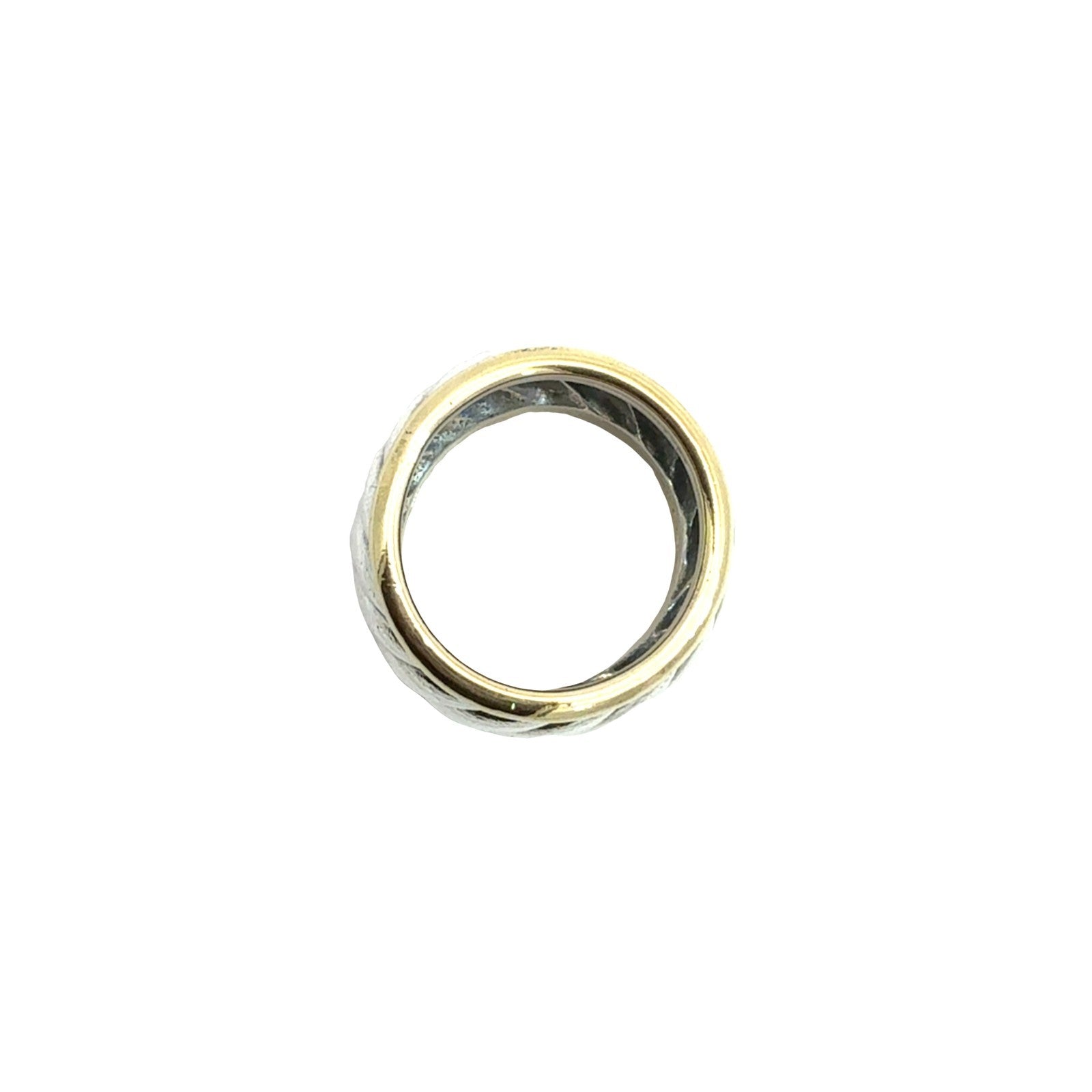 David Yurman Sterling Silver & 14k Yellow Gold Two-Tone Cable Band Ring Size 6.51